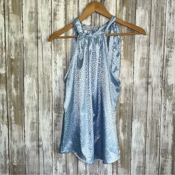 Miss Sparkling Tops - Miss Sparkling Blue High Neck Sleeveless Blouse
